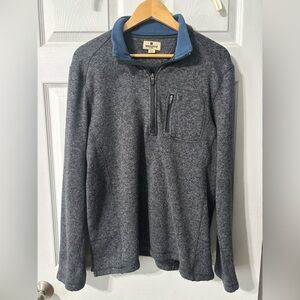 Woolrich Jacket Mens XL Gray Blue Pullover 1/4 Zip Long Sleeve Sweater Pocket***
